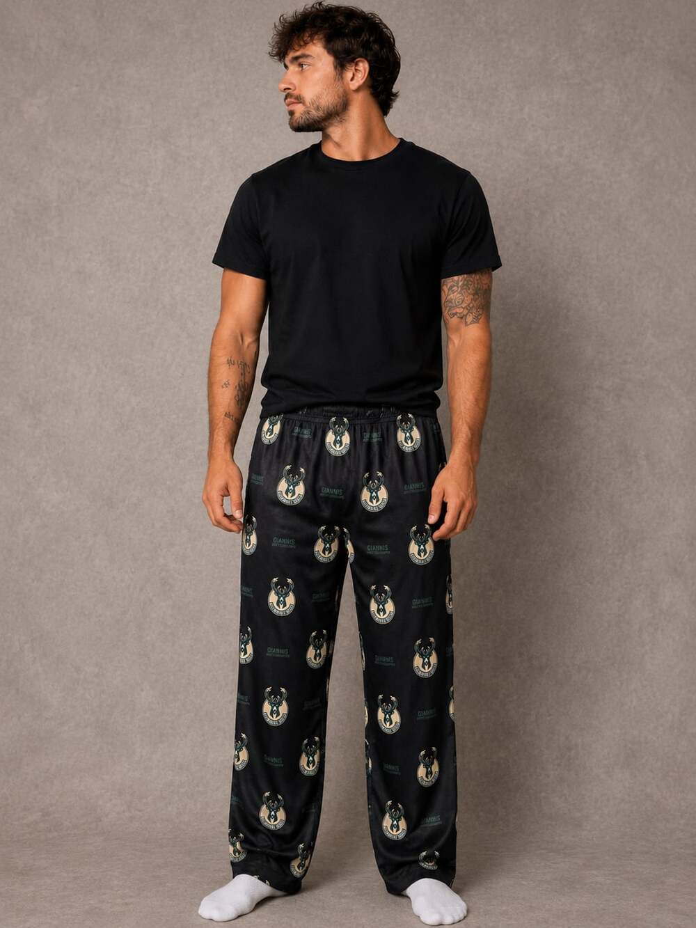 NBA Milwaukee Bucks Giannis Antetokounmpo Allover Print Pajama Pants